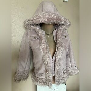 Y2k Rose Pink Fur Penny Lane Coat